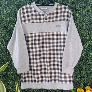 Henley Patchwork Grey Flannel Sweat Top